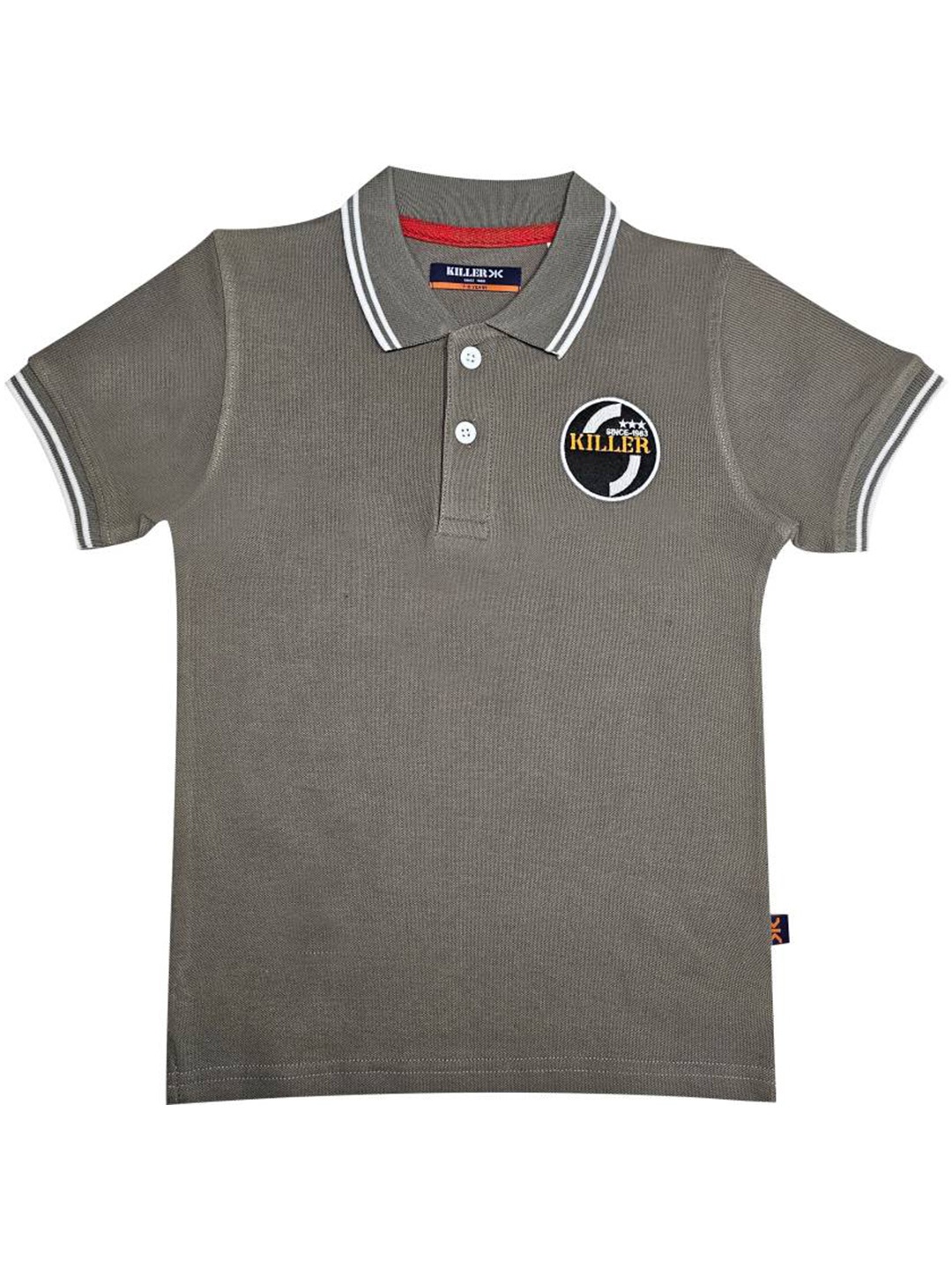

Killer Boys Solid Polo Collar Cotton T-shirt, Grey