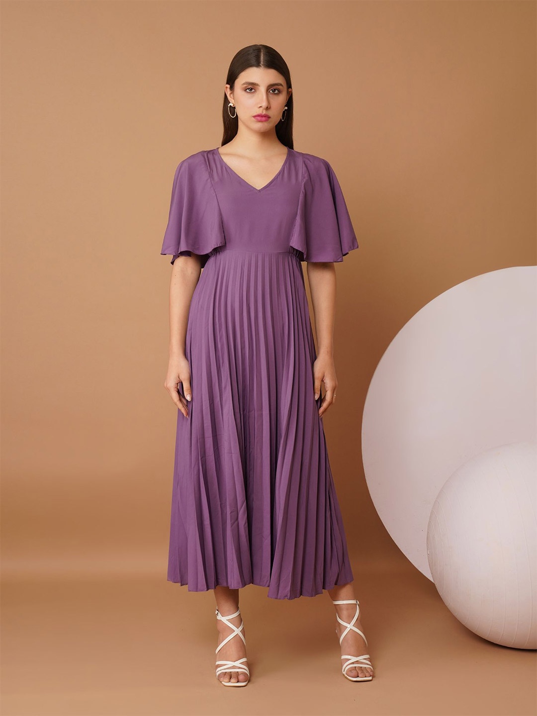 

Chemistry Flared Sleeve Crepe Maxi Dress, Purple