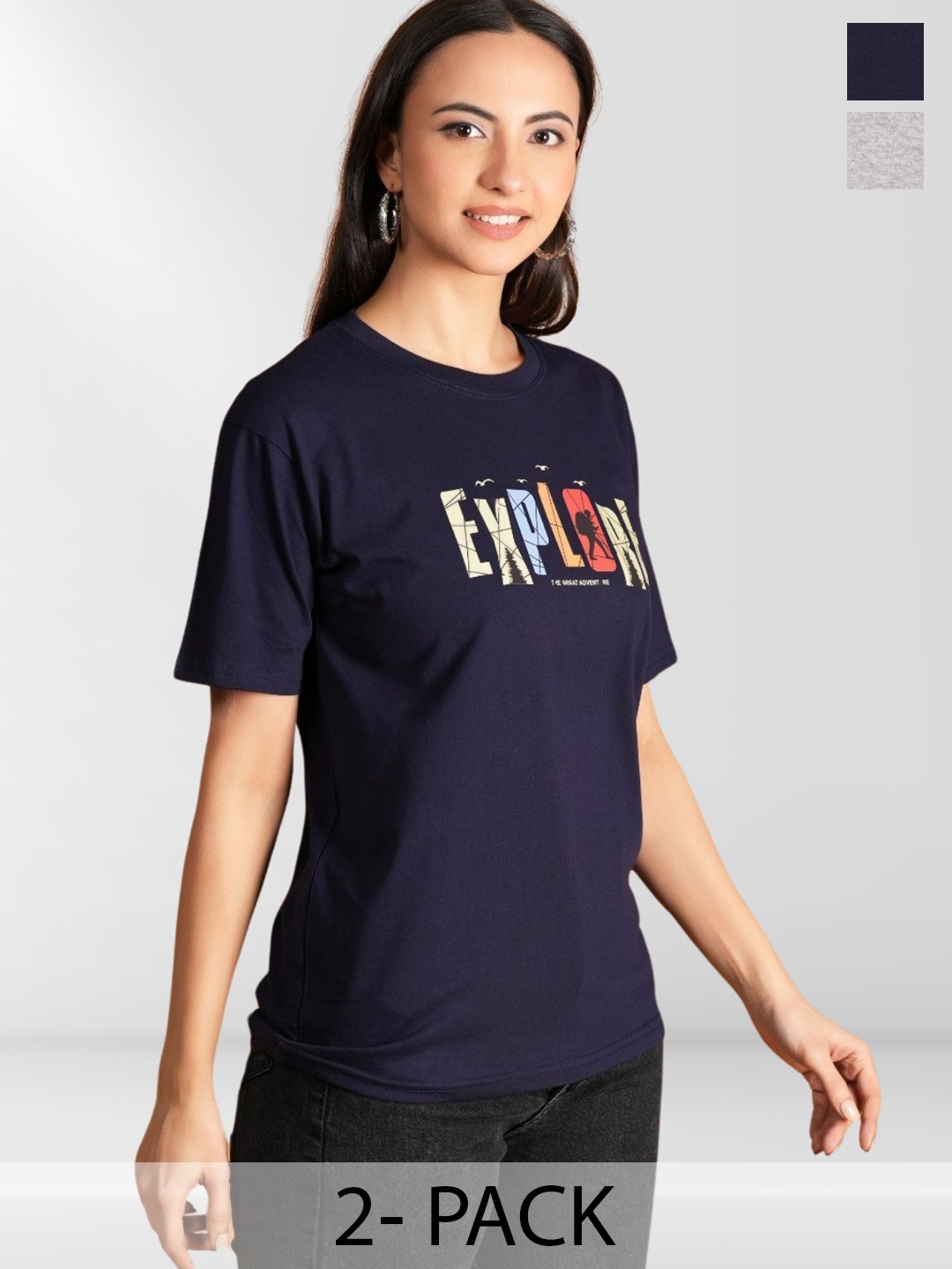 

BAESD Women Typography 2 Printed Applique T-shirt, Multi