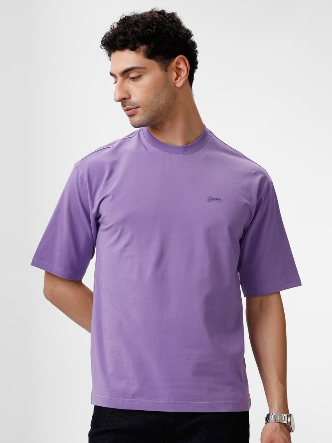 

Basics Men Raw Edge T-shirt, Purple