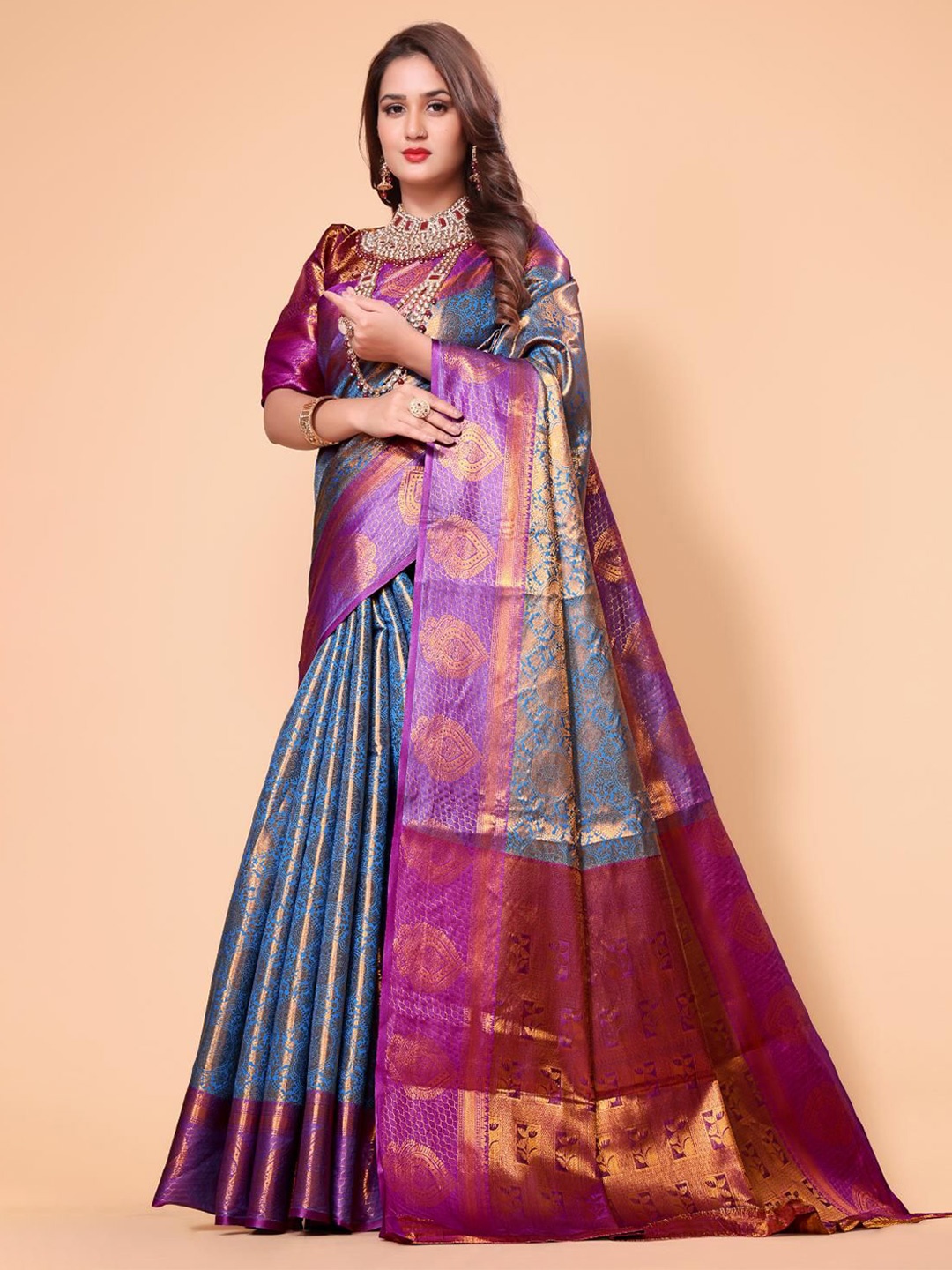 

jayant creation Woven Design Zari Banarasi Saree, Sea green