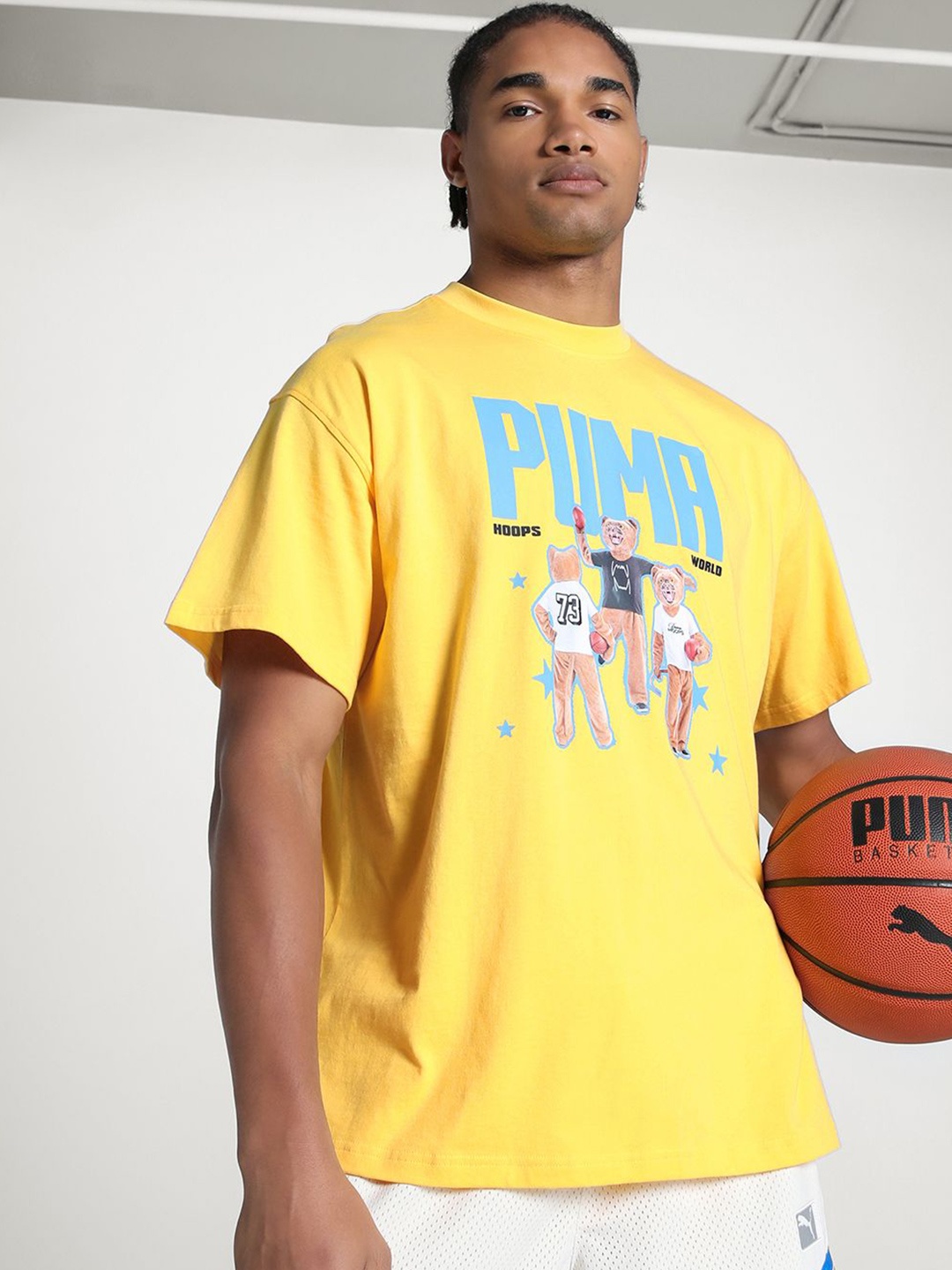 

Puma Unisex Dylan's World Oversized Basketball Cotton T-shirt, Yellow