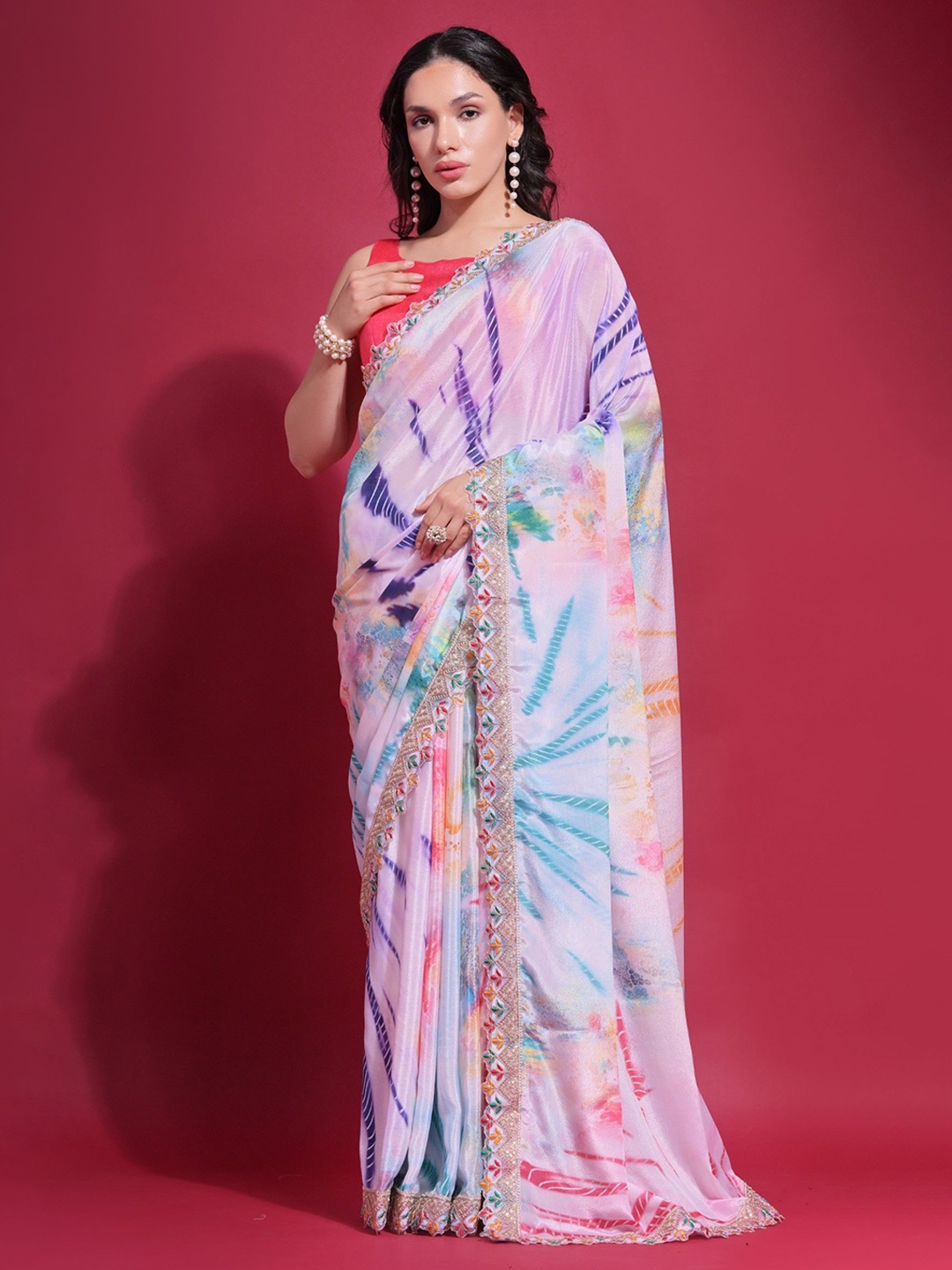 

LeeliPeeri Designer Tie and Dye Sequinned Saree, Lavender
