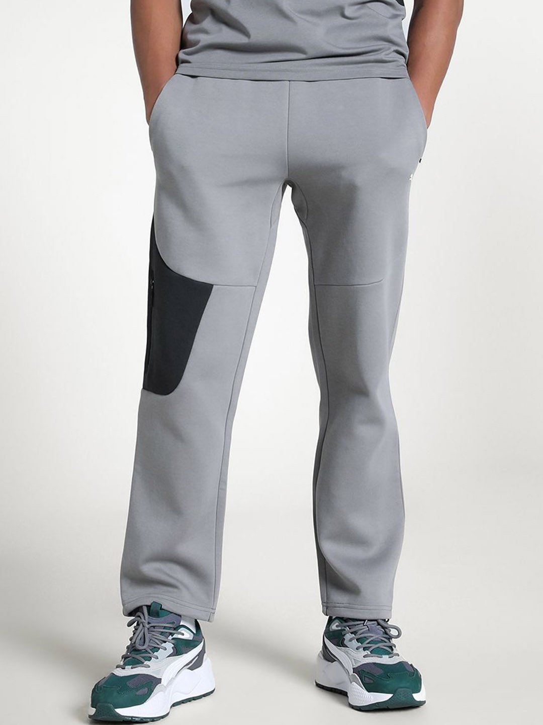

Puma Tech Men Colourblocked Cotton Track Pants, Grey