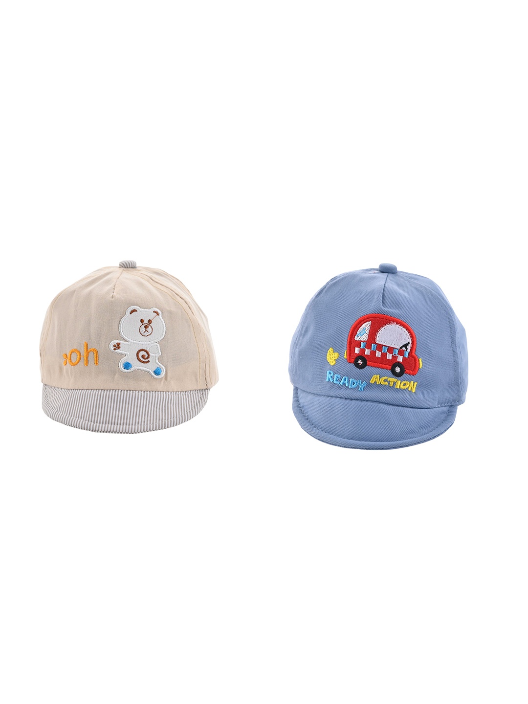 

SHOP FRENZY Kids Pack of 2 Cotton Embroidered Baseball Cap, Beige