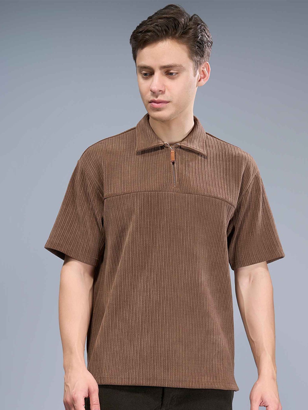 

MAXZONE Men Polo Collar T-shirt, Brown