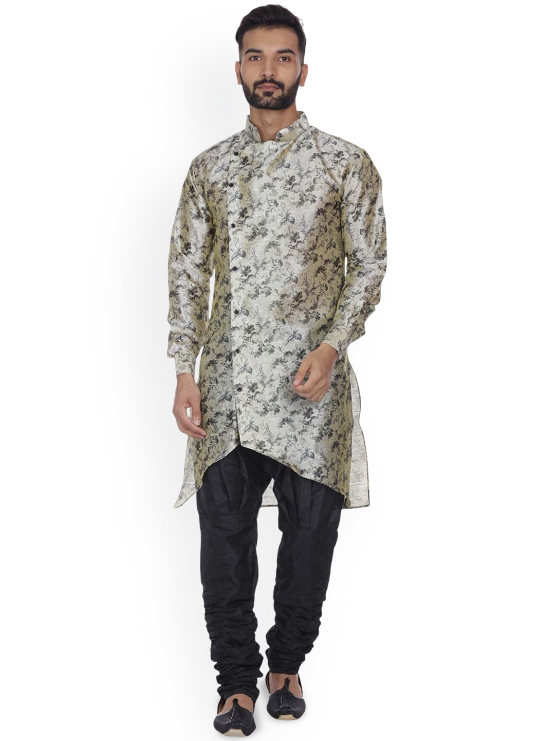 

VEERA PARIDHAAN Men Floral Printed Regular Kurta with Pyjamas, Beige