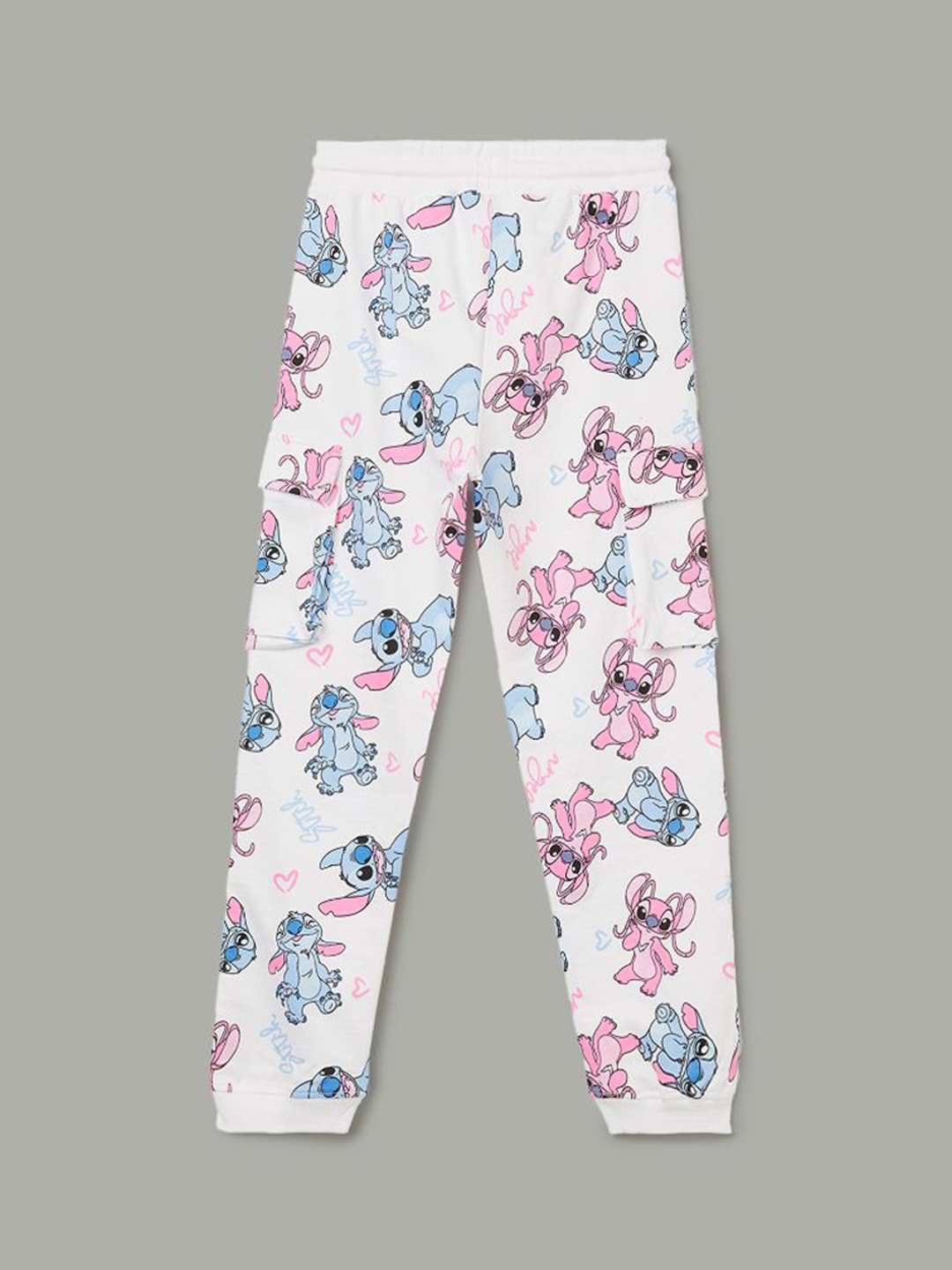 

Fame Forever by Lifestyle Girls Lilo & Stitch Printed Cotton Track Pants, White