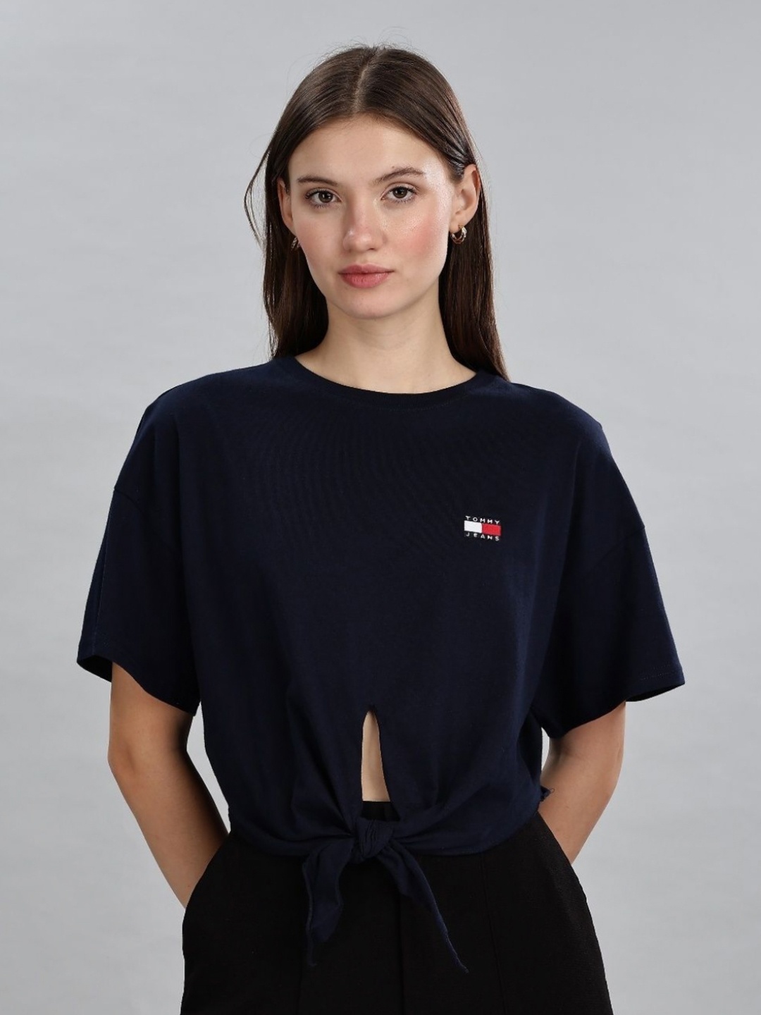 

Tommy Hilfiger Women Drop-Shoulder Sleeves T-shirt, Blue