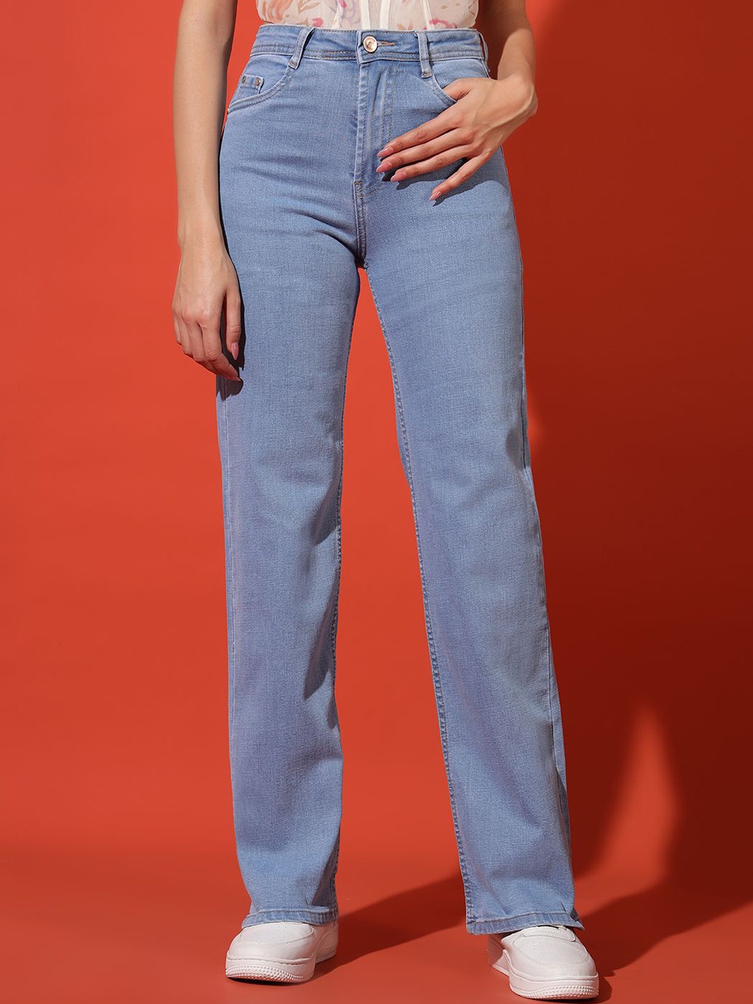 

AECK Women Cotton Straight Fit Jeans, Blue
