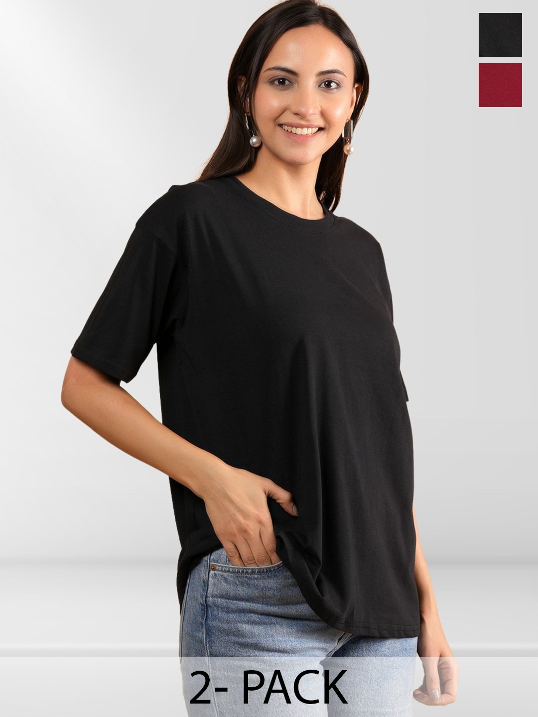 

BAESD Women 2 Printed Applique T-shirt, Multi