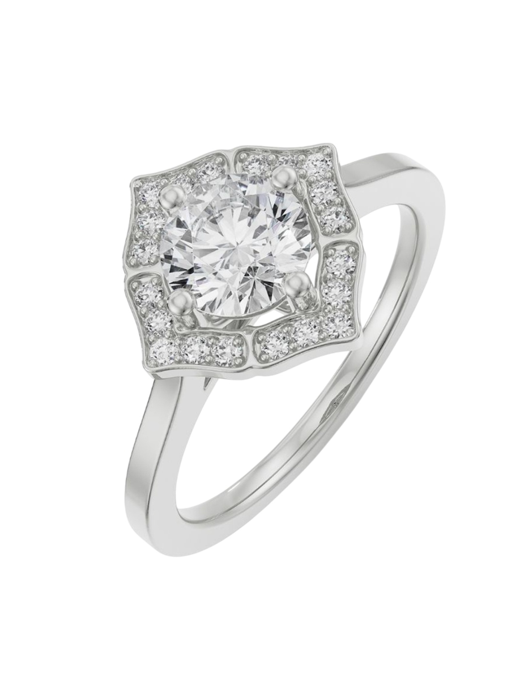 

Emori Women 18 Kt Round Stone Halo Engagement Ring, White