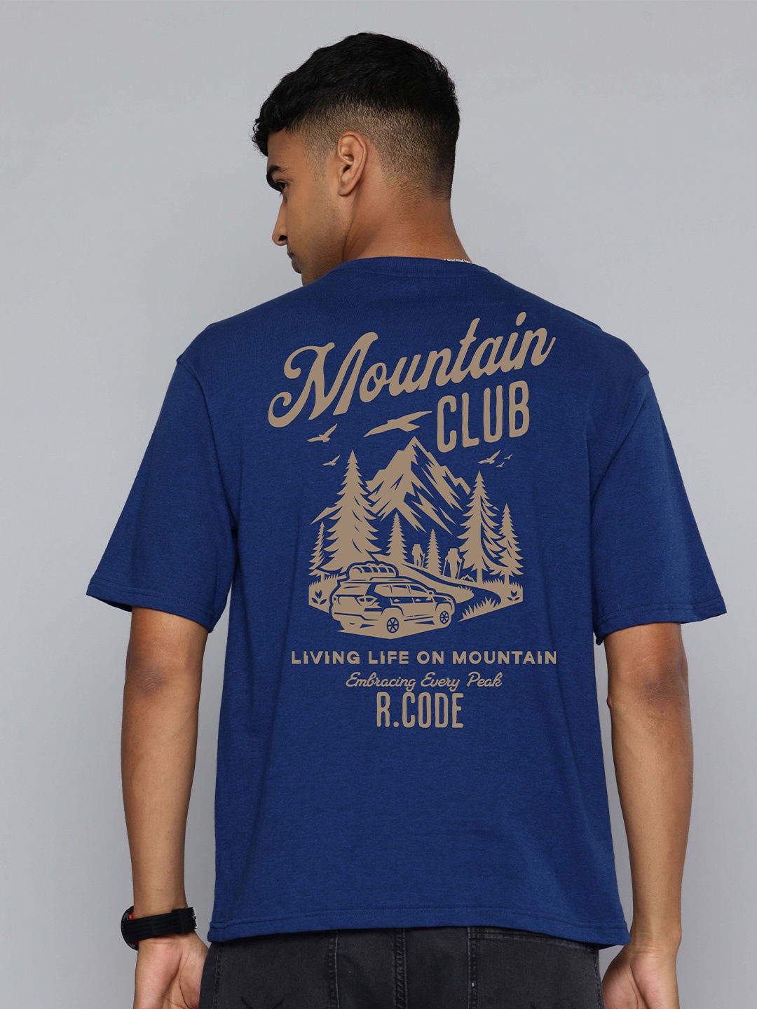 

R.Code by The Roadster Life Co. Men Printed T-shirt, Blue