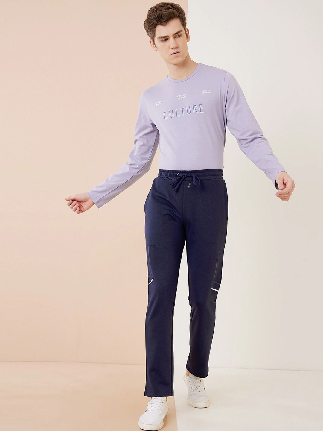 

Sweet Dreams Men Cotton Mid-Rise Track Pant, Navy blue