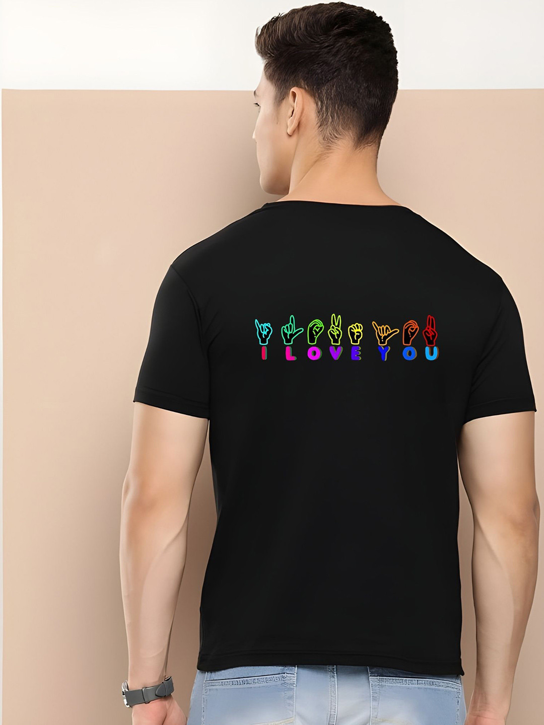 

THE BEETEL HOUSE Men Drop-Shoulder Sleeves T-shirt, Black