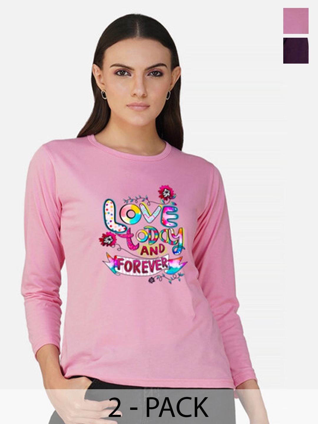 

Metronaut Women 2 Printed Bio Finish T-shirt, Pink