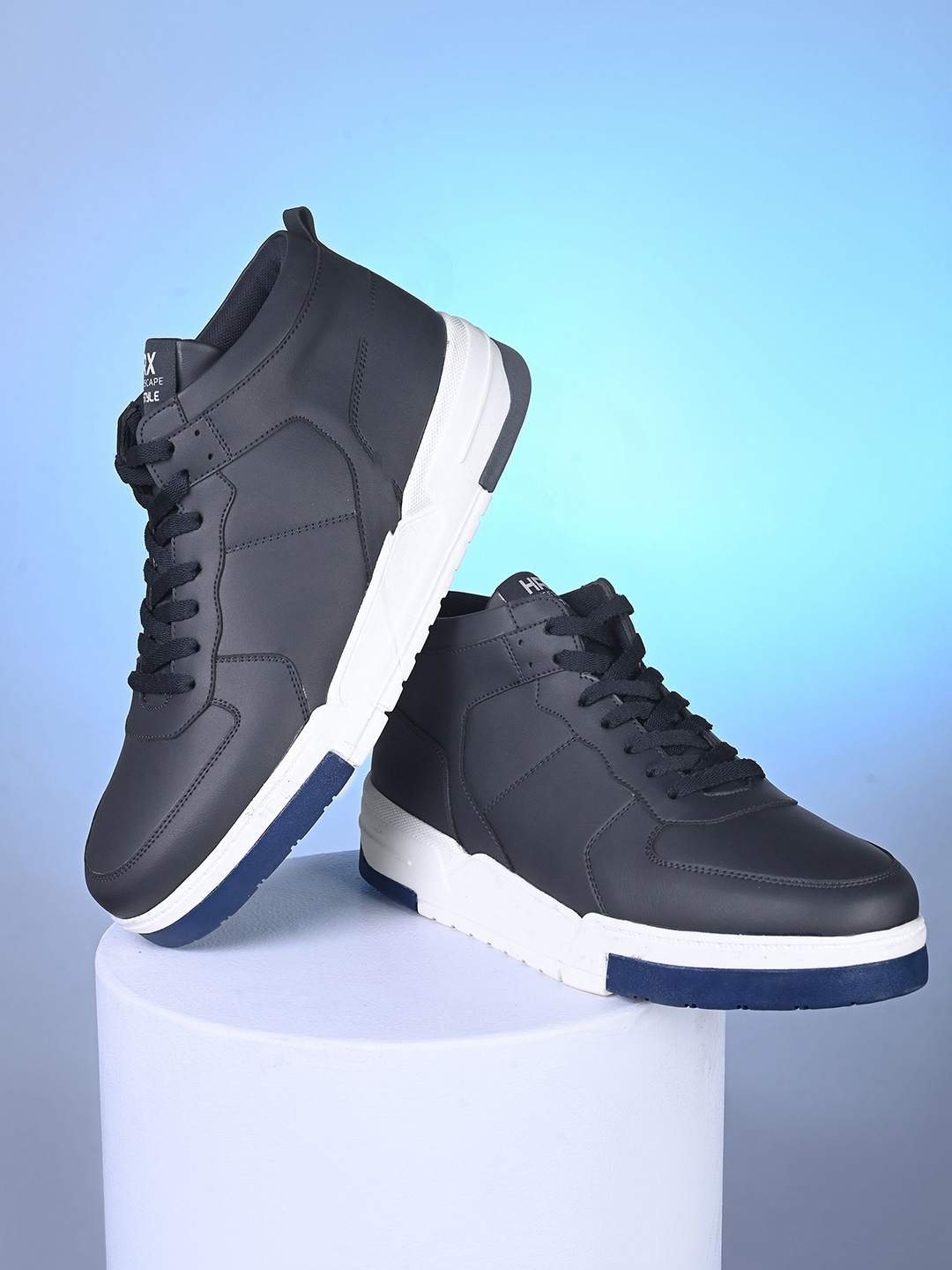 

HRX by Hrithik Roshan Men PU High-Top Sneakers, Navy blue