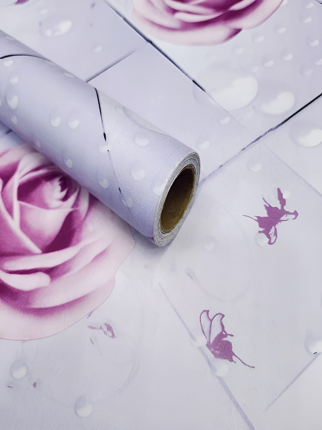 

HOMEMATES Grey & Purple Printed Waterproof Wall Sticker