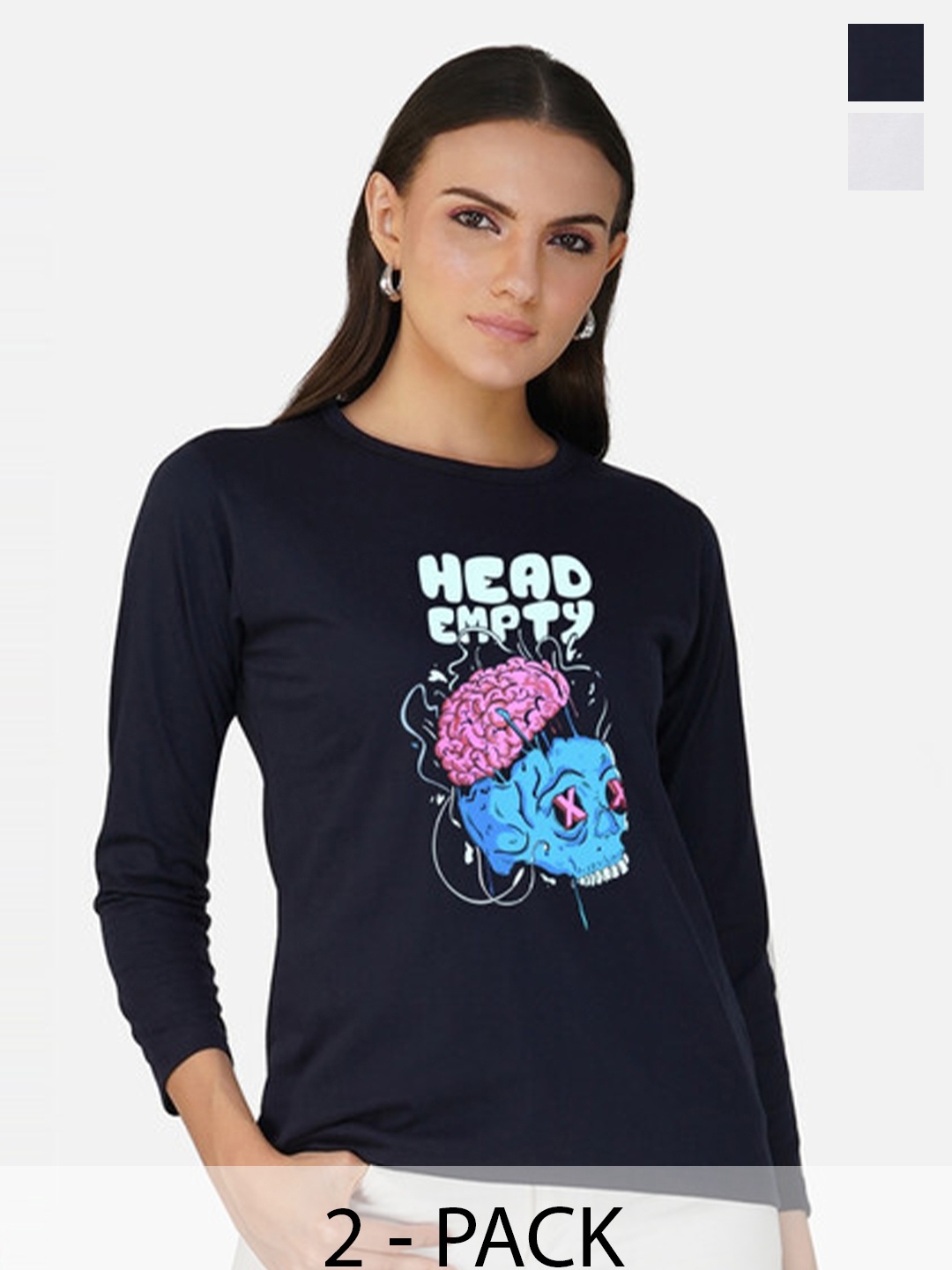 

Metronaut Women 2 Printed Bio Finish Applique T-shirt, White