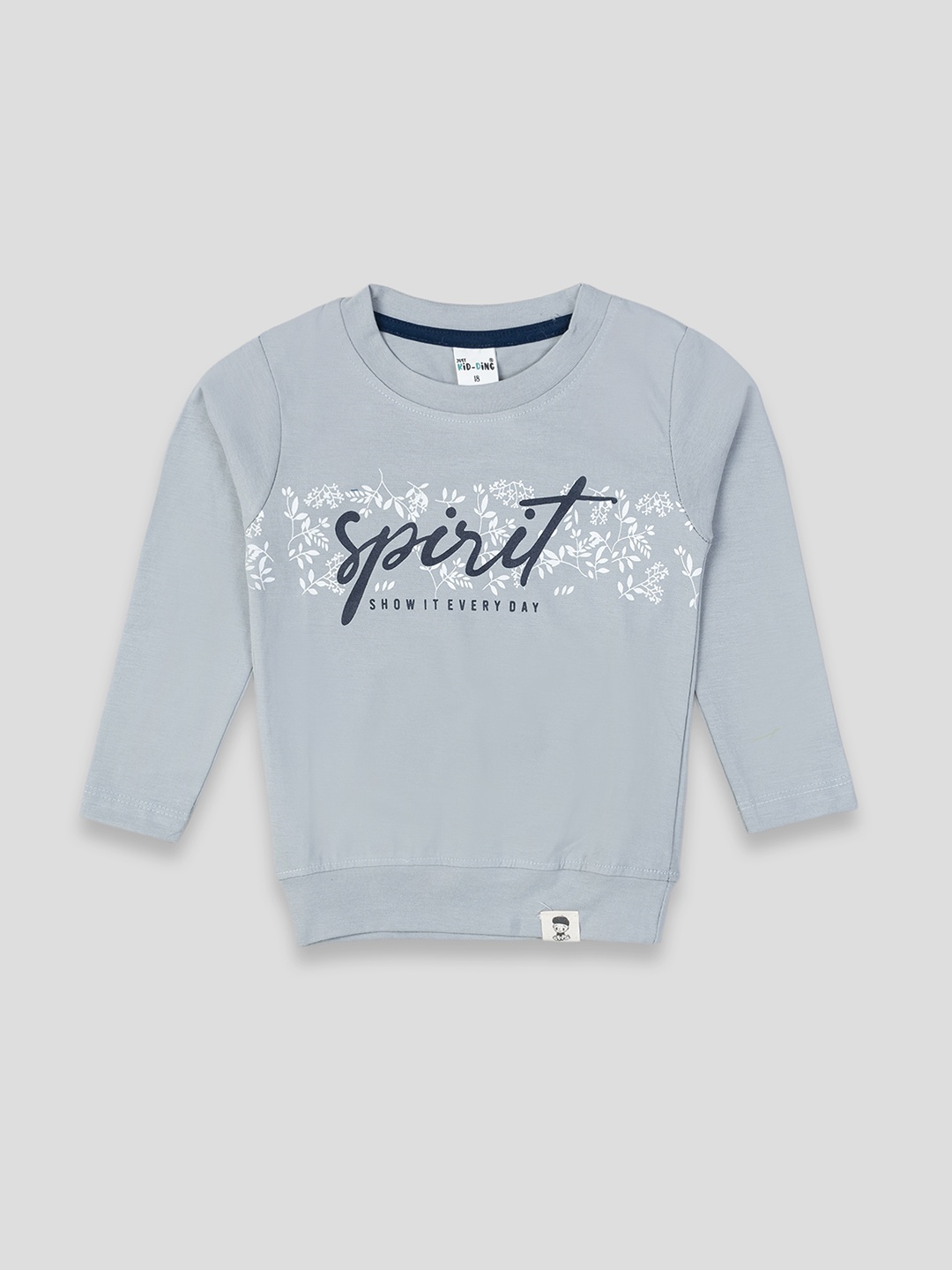 

YK X JUST KiDDiNG Boys Graphic Printed Cotton Sweatshirt, Grey