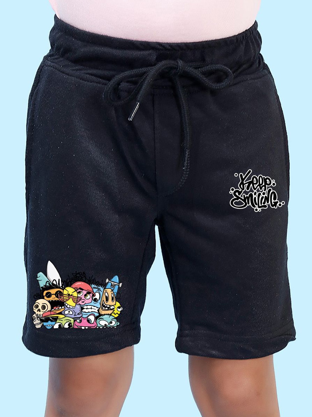 

NUSYL Boys Graphic Printed Mid-Rise Shorts, Black