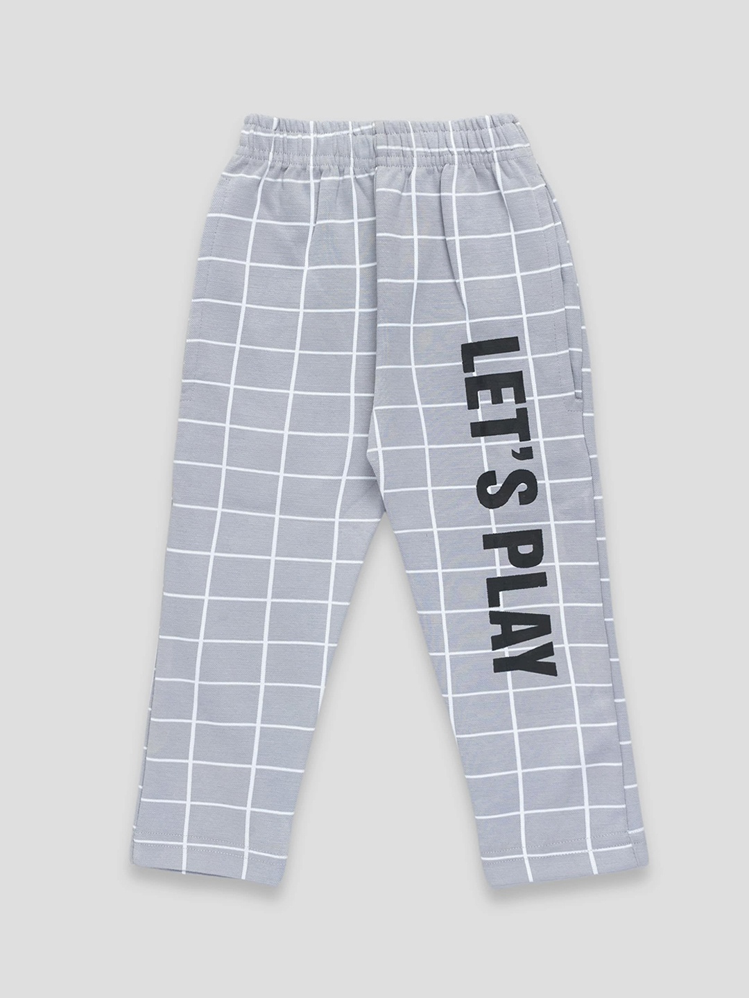 

YK X JUST KiDDiNG Boys Printed Pure Cotton Track Pants, Grey