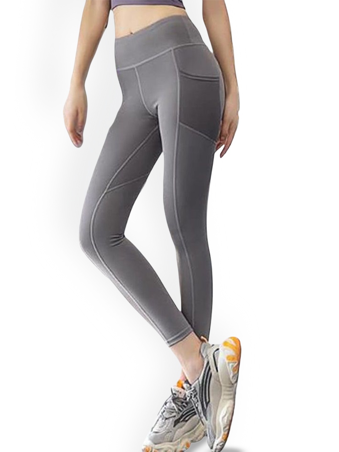 

Alexvyan Slim-Fit Breathable Anti-Skid Stretchable Gym Wear Tights With Pocket, Grey