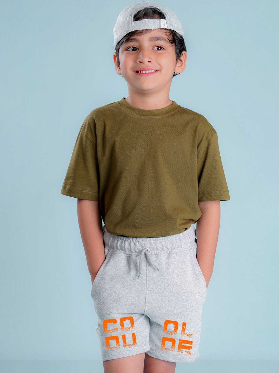 

NUSYL Boys Printed Regular Fit Mid-Rise Cotton Shorts, Grey