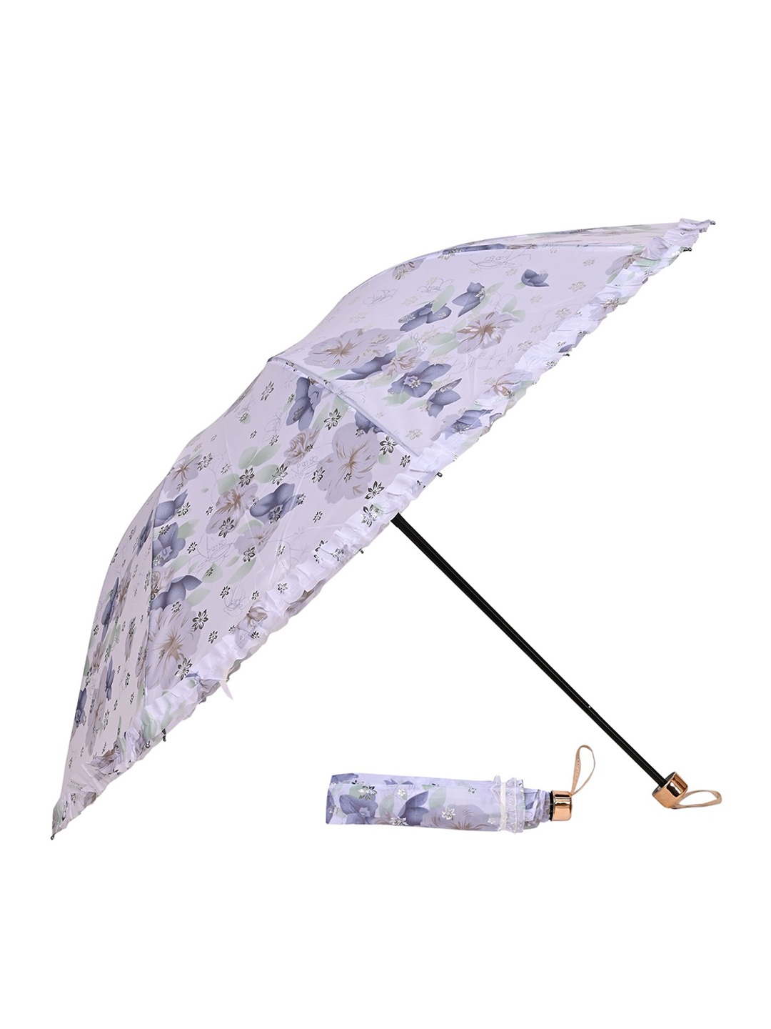

LOOM LEGACY Manual 3 Fold Floral Umbrellas, Grey