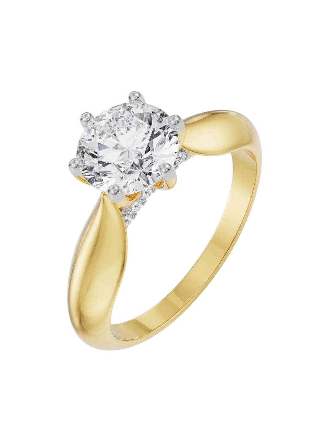 

Emori Women 14 Kt Yellow Gold Luna Round Solitaire 1.08ct Diamond Ring 3.43gm