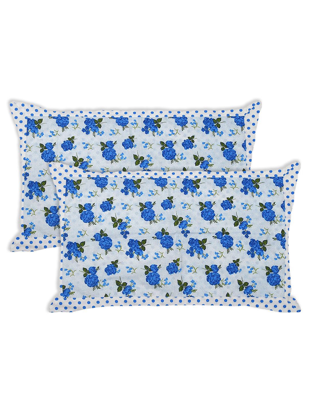 

Kuber Industries Blue & White 2 Pieces Floral Printed Pure Cotton Rectangle Pillow Covers