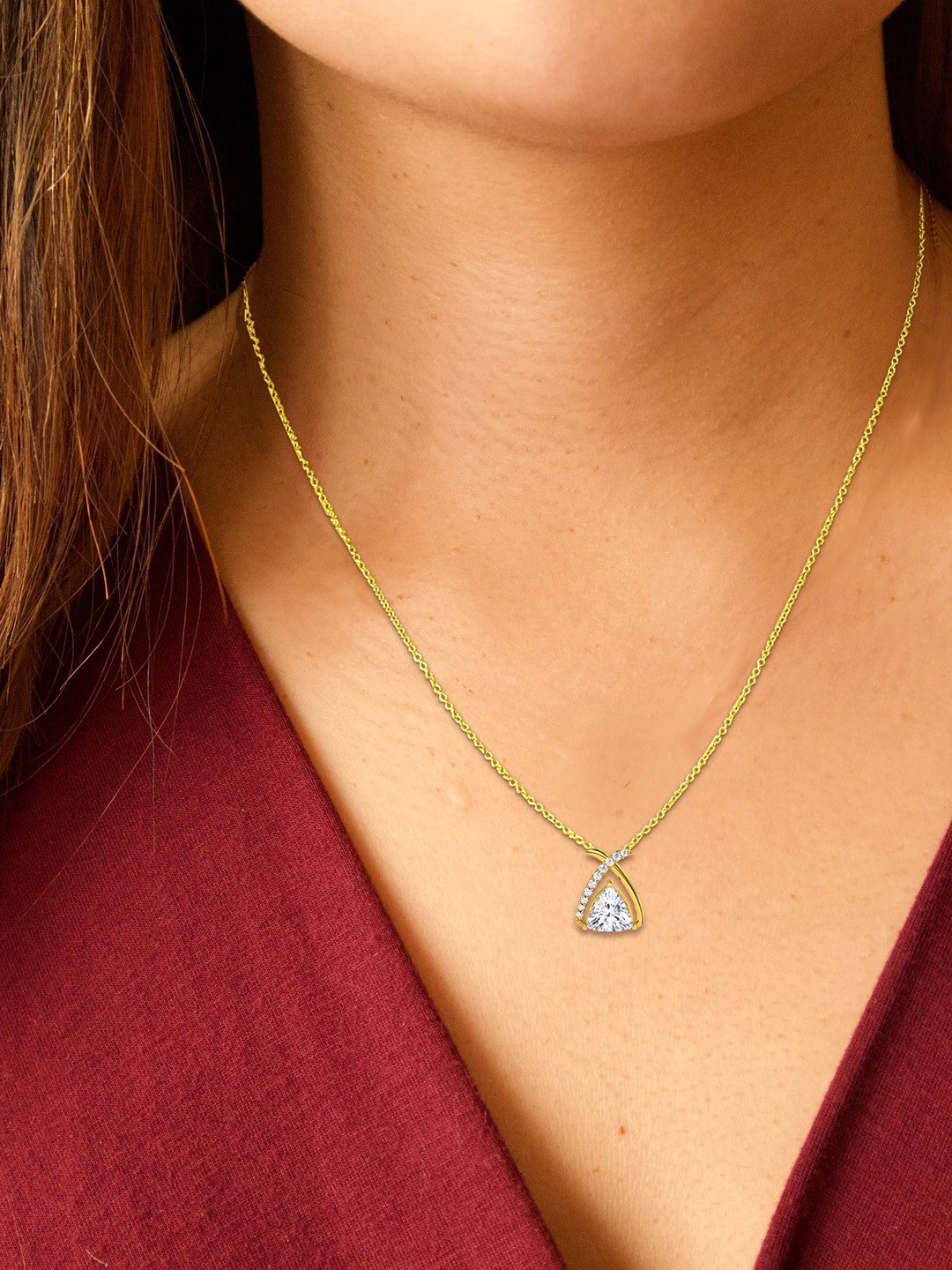

Ruuh Studios Sterling Silver Gold-Plated Cubic Zirconia Studded Pendants With Chains