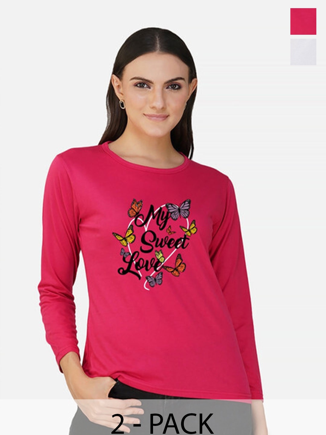 

Metronaut Women 2 Printed Bio Finish Applique T-shirt, White