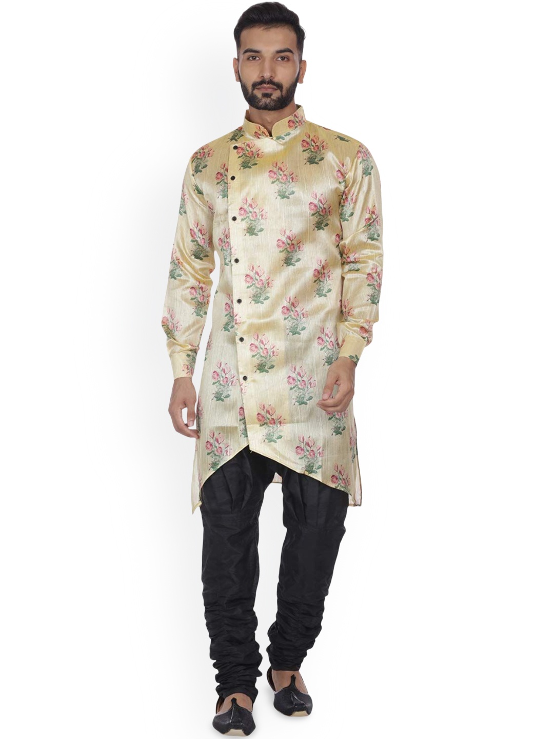 

VEERA PARIDHAAN Men Floral Printed Regular Kurta with Pyjamas, Beige