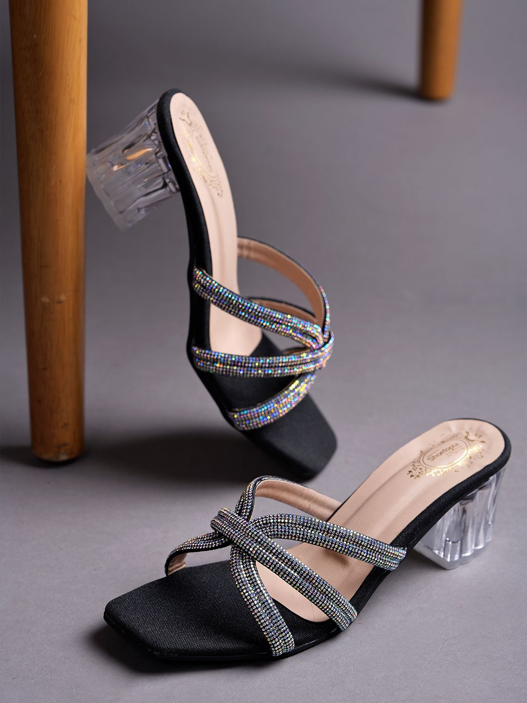 

Shoetopia Girls Embellished Block Heel Sandals, Black