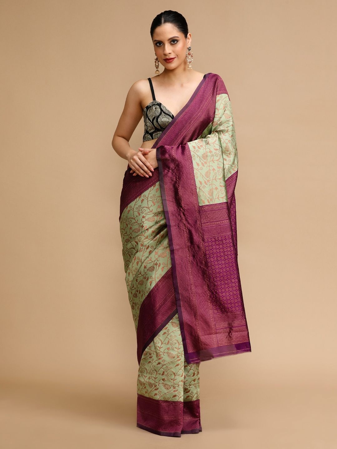 

House of Pataudi Woven Design Zari Banarasi Saree, Green