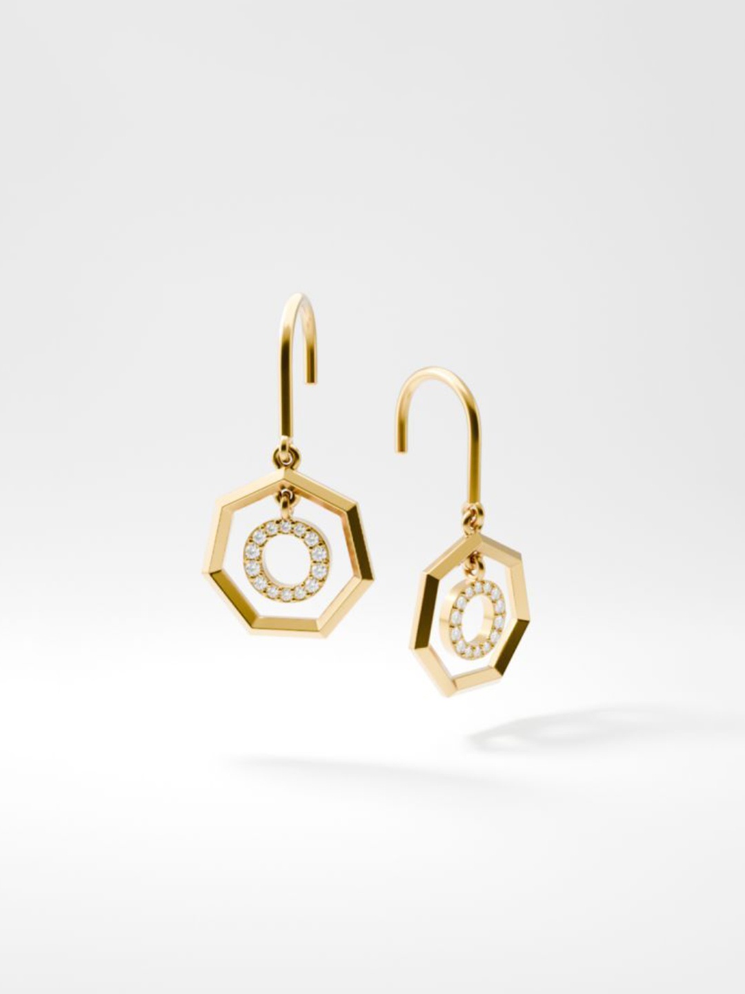 

HOUSE OF SEVEN 18k Gold Plated American Diamond Geometric Drop Earrings
