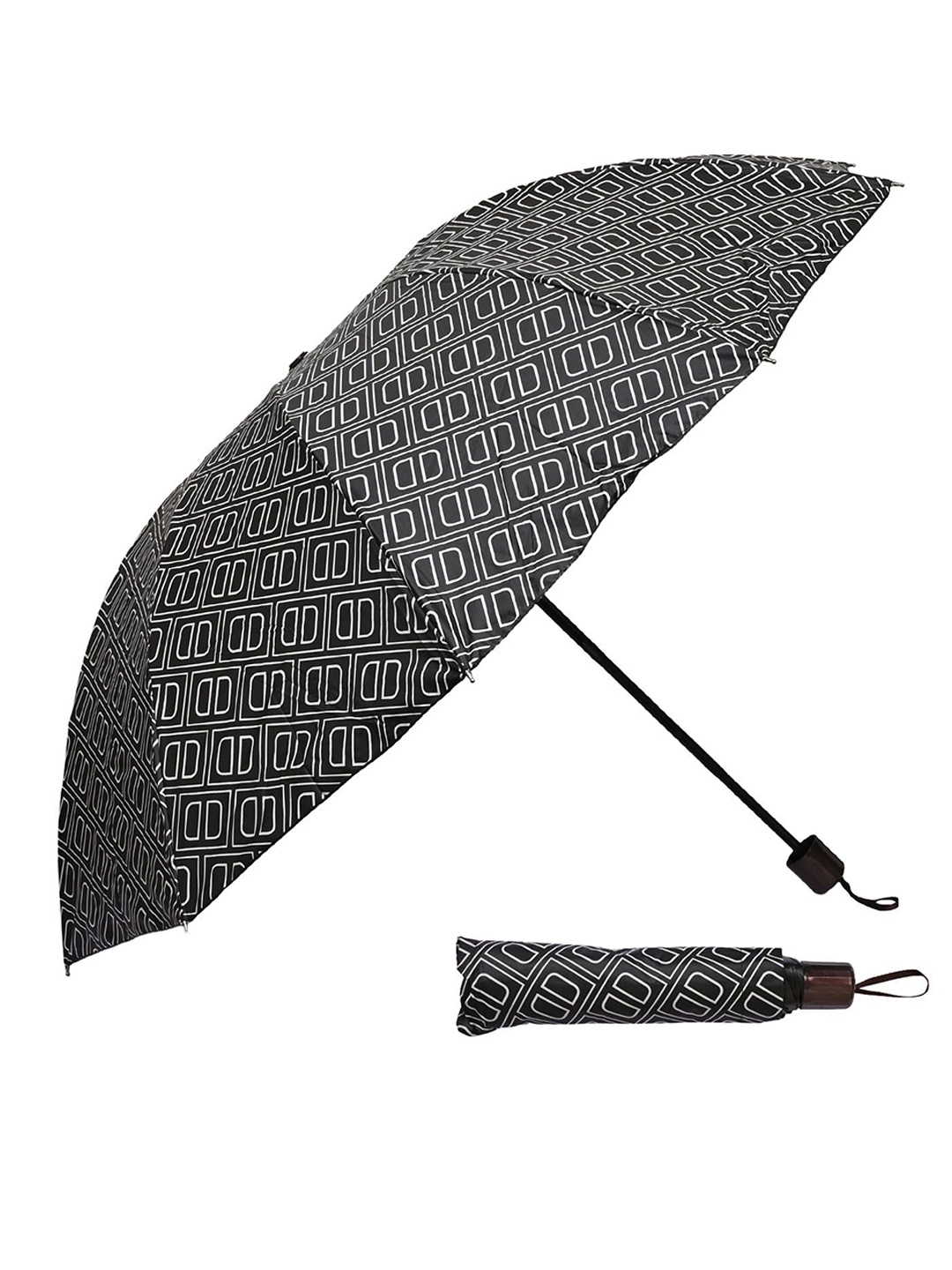 

LOOM LEGACY Manual 3 Fold Geometric Umbrellas, Black