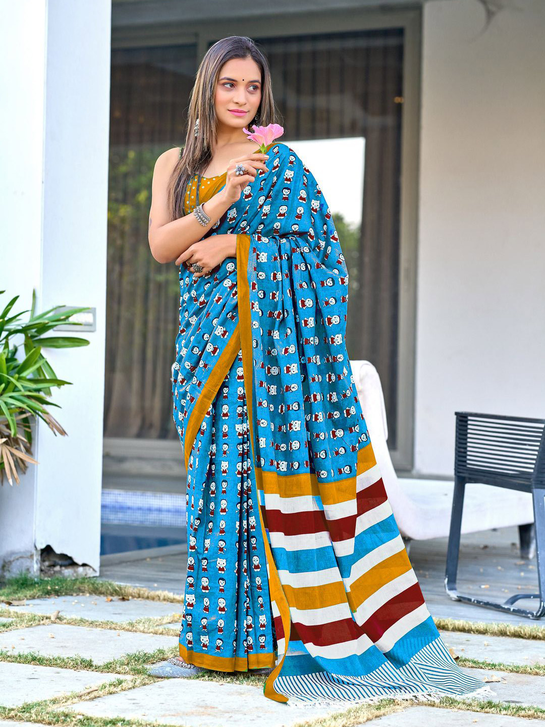 

Anouk Abstract Printed Pure Cotton Saree, Blue
