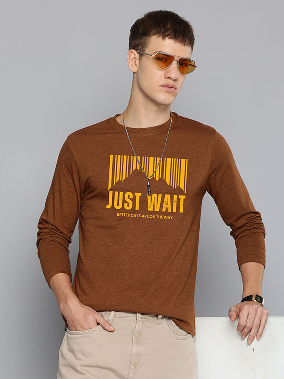 

R.Code by The Roadster Life Co. Men Printed T-shirt, Mustard