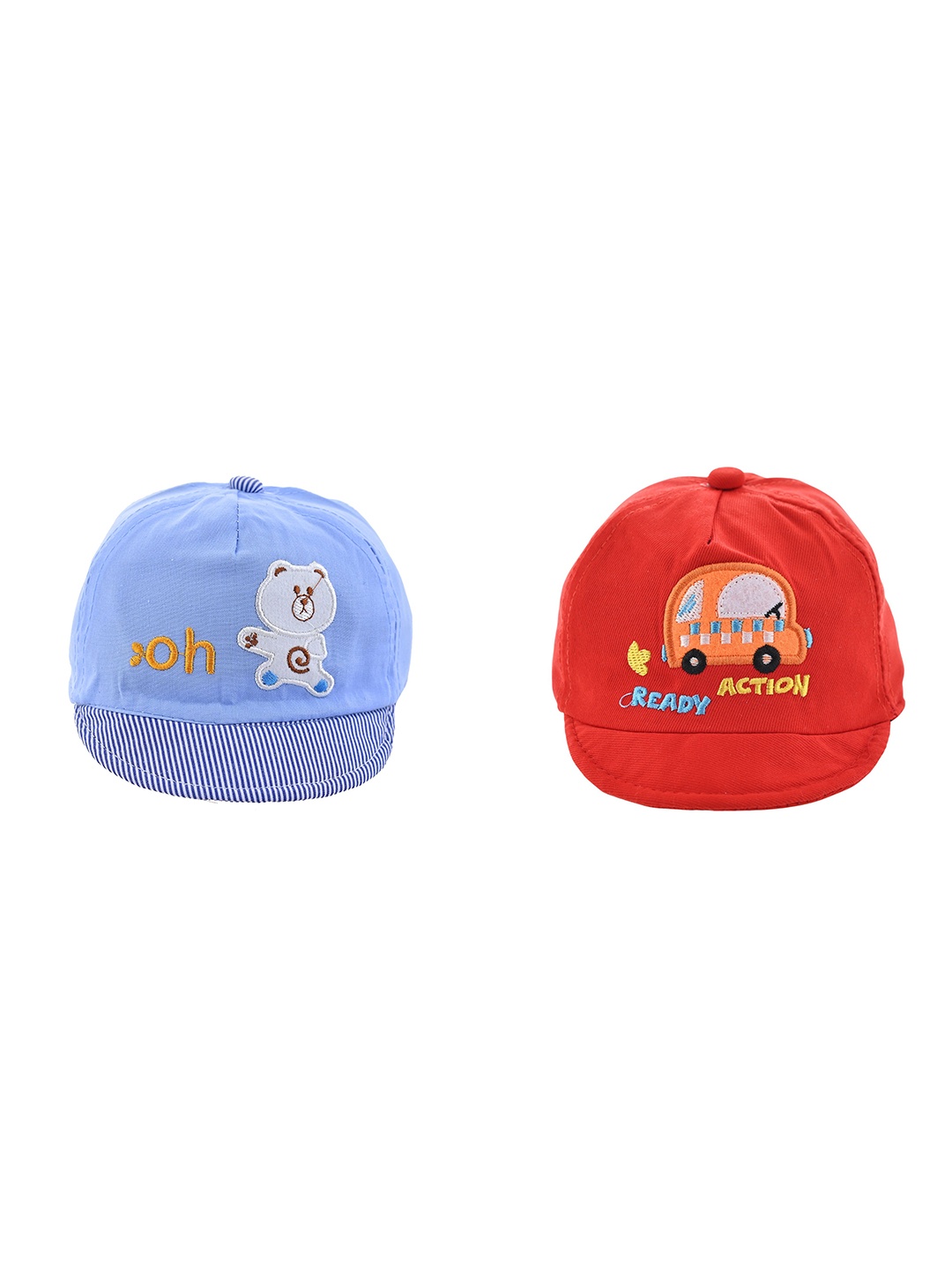

SHOP FRENZY Kids Pack of 2 Embroidered Cotton Baseball Cap, Blue