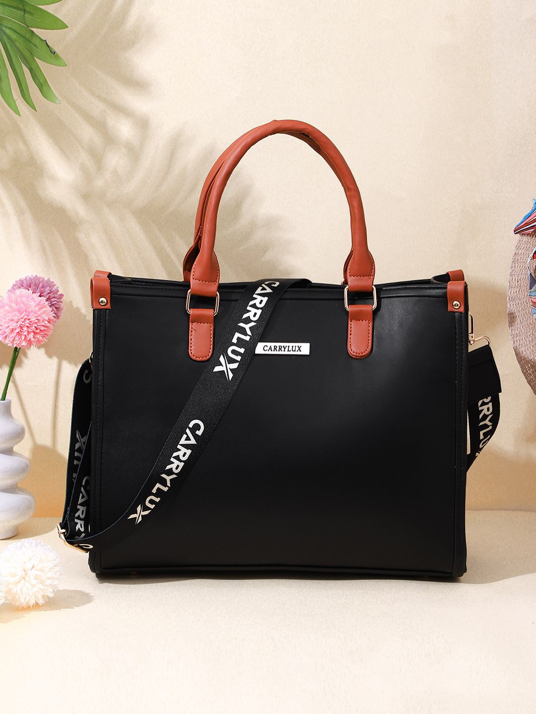 

CarryLux Women Solid Structured Tote Bag, Black