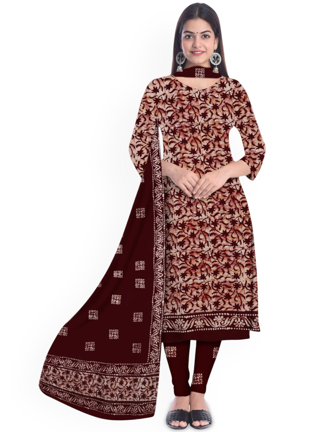 

Farooq Dyeing Printed Pure Cotton Unstitched Dress Material, Maroon