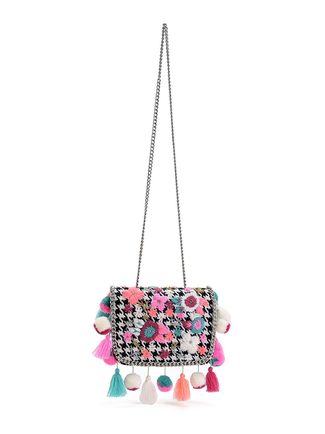 

Anouk Embellished Swagger Shoulder Bag with Fringed, Multi