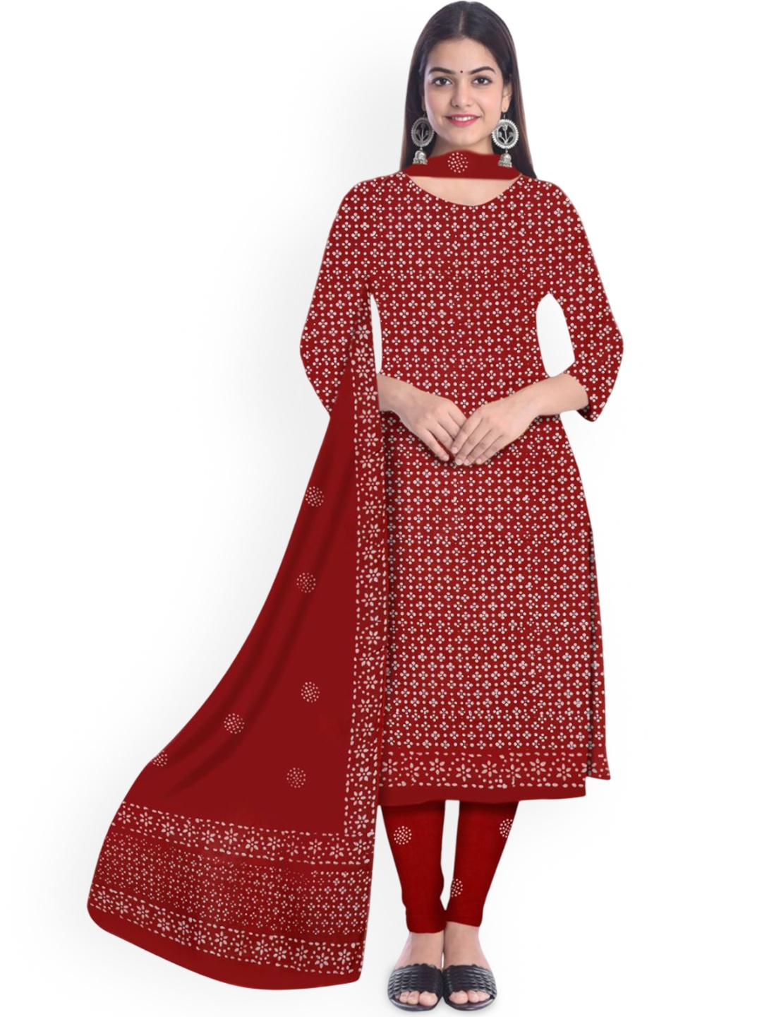 

Farooq Dyeing Printed Pure Cotton Unstitched Dress Material, Red
