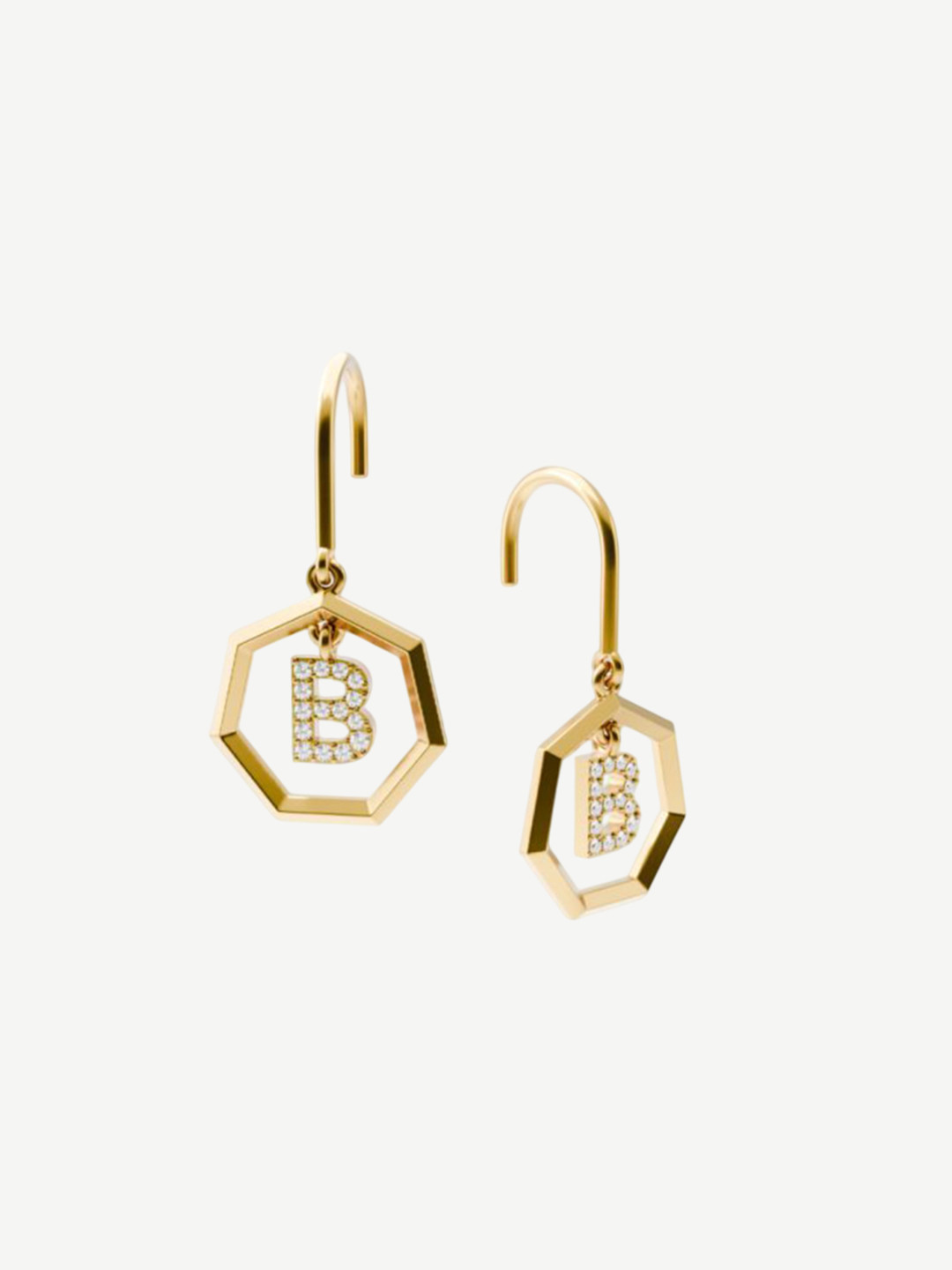 

HOUSE OF SEVEN 18k Gold Plated Geometric American Diamond Studded Drop Earrings