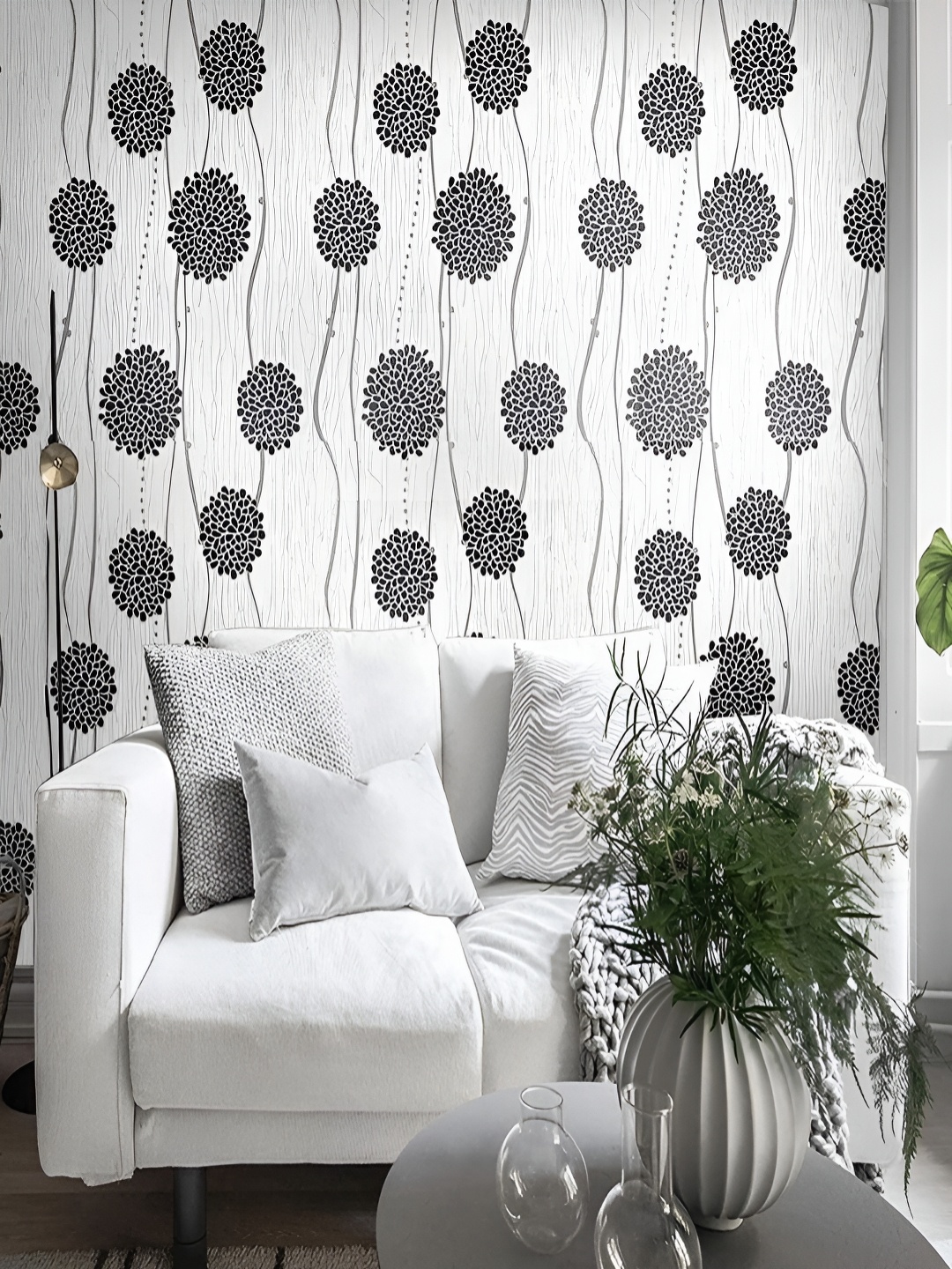 

HOMEMATES White & Black Printed Waterproof Wall Sticker