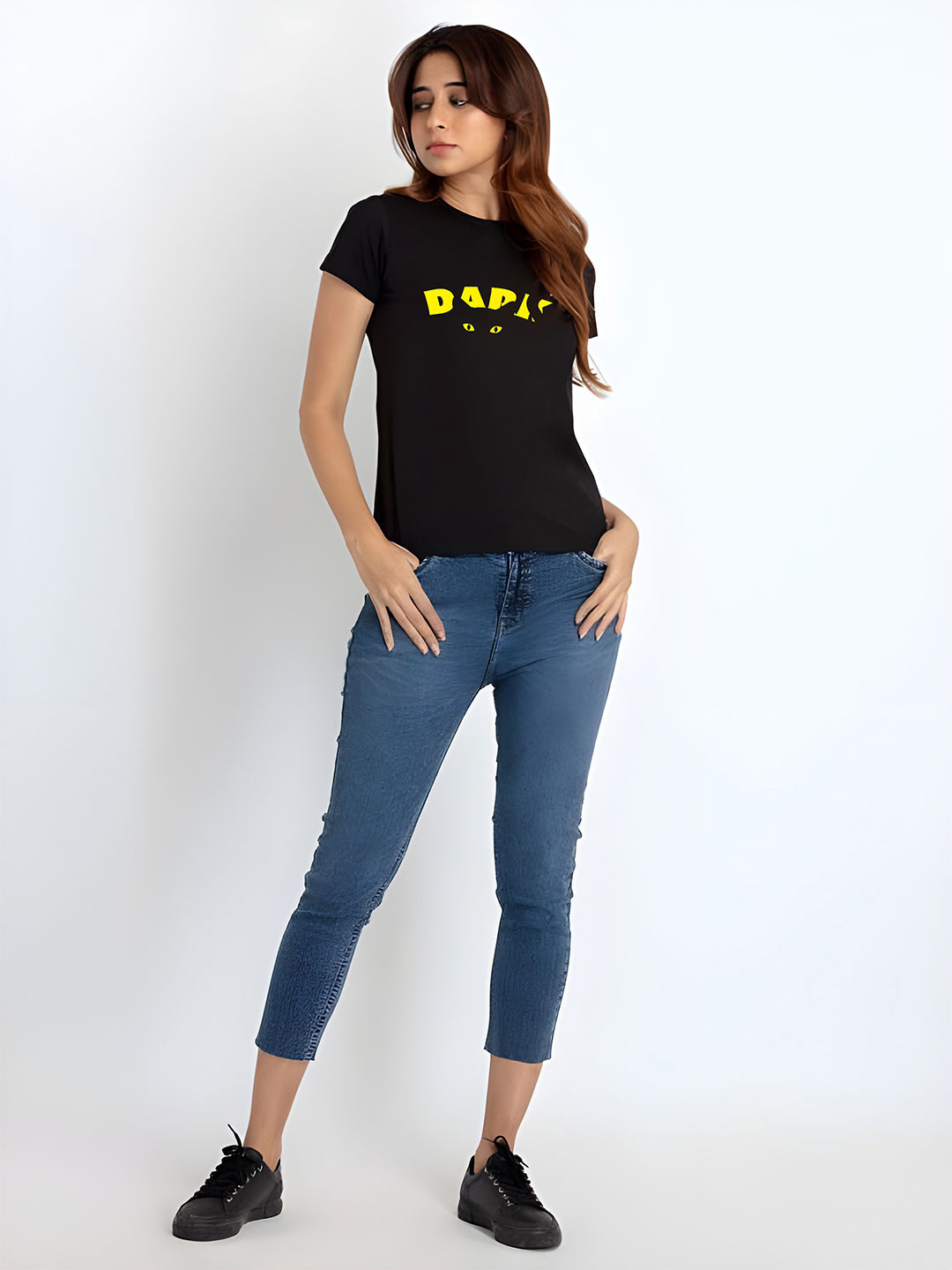 

KAIDO Women Pure Cotton T-shirt, Black