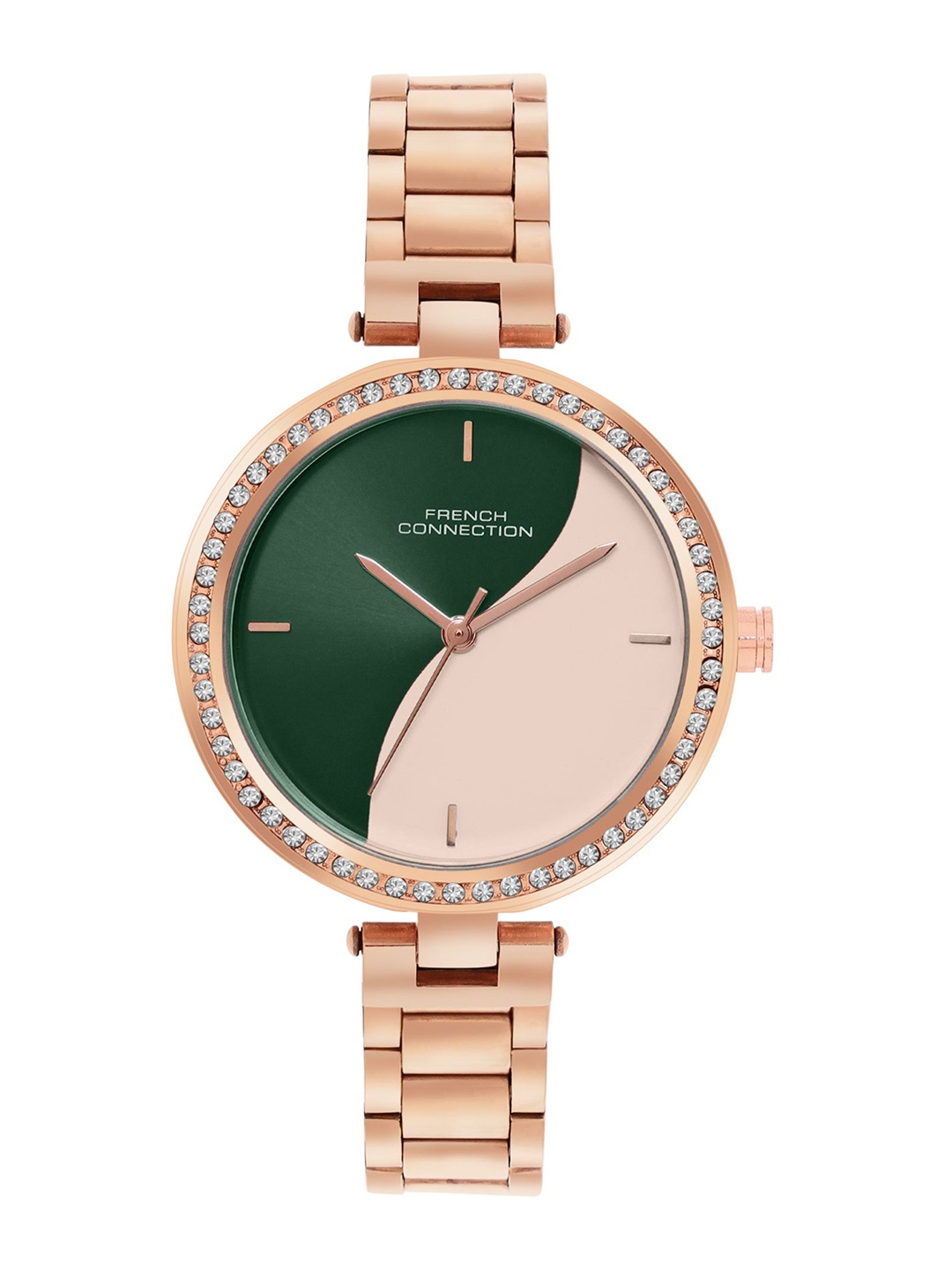 

French Connection Women Embellished Bracelet Style Straps Analogue Watch FCN02B, Green