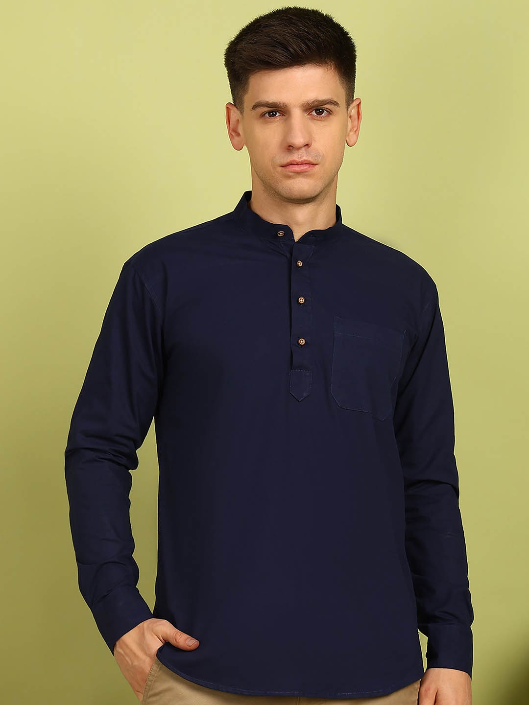 

FUBAR Men Kurta, Navy blue